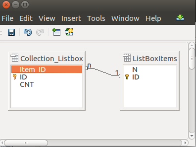 One-to-many (1-n) relation between a collection list and a list of availlable items. menu:Tools&gt;Relations