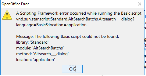 Script framework error, script cannot be found.
