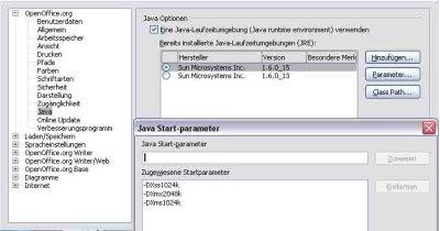 Example of my oowriter java parameters setting (java opts)